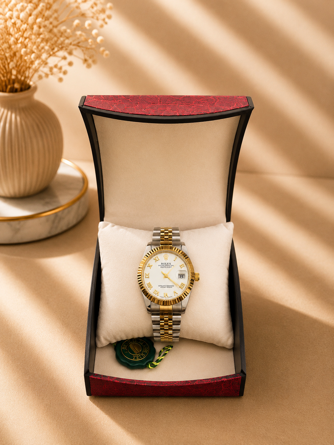 Montre Rolex Gris Gold DATEJUST pour femme Tableau blanc