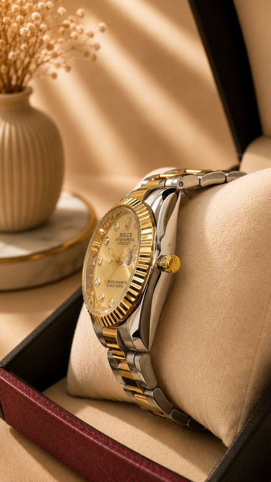 Montre Rolex Gris Gold DATEJUST pour femme Tableau Gold