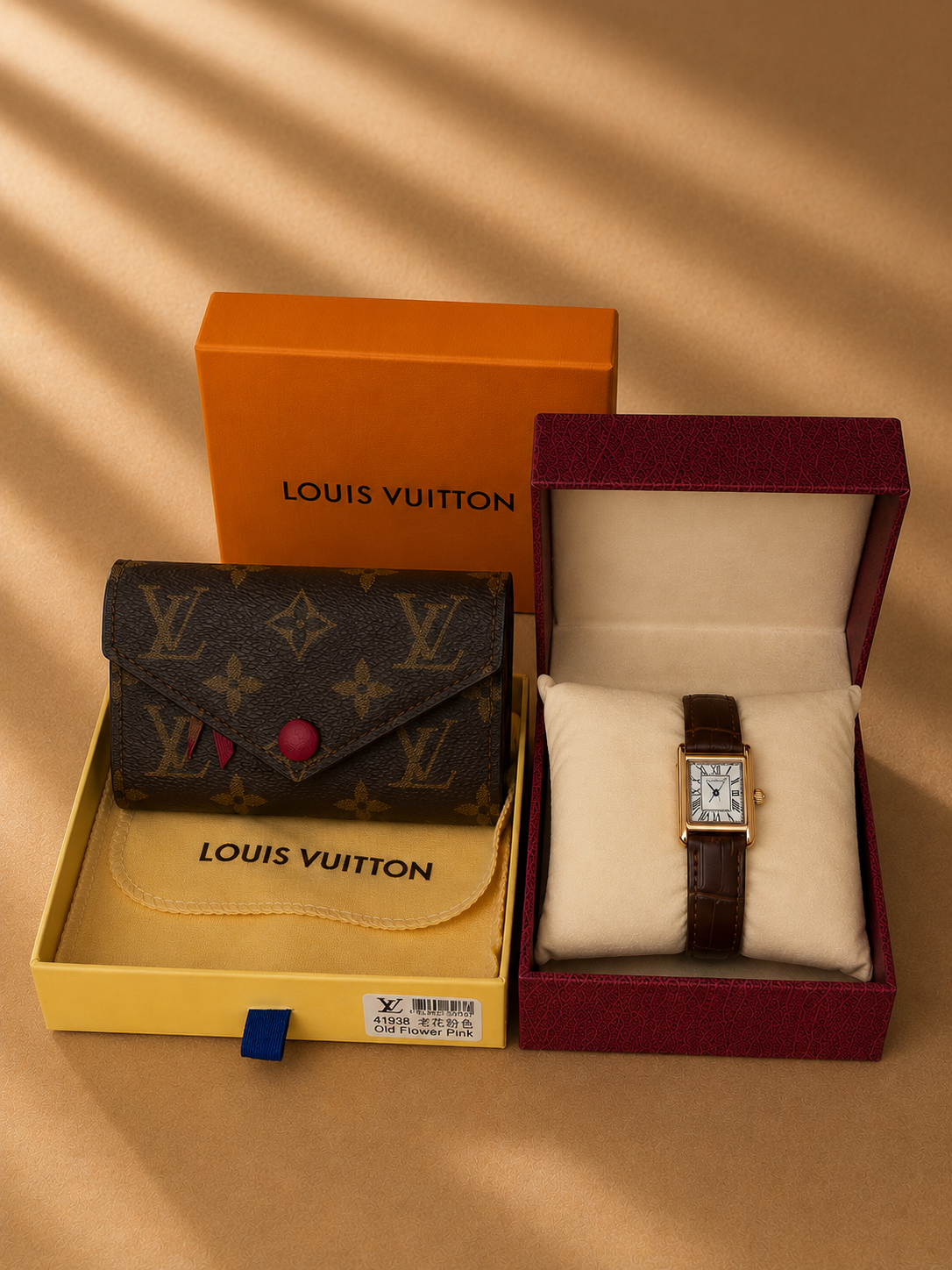 Pack Porte-monnaie LV + Montre Cartier