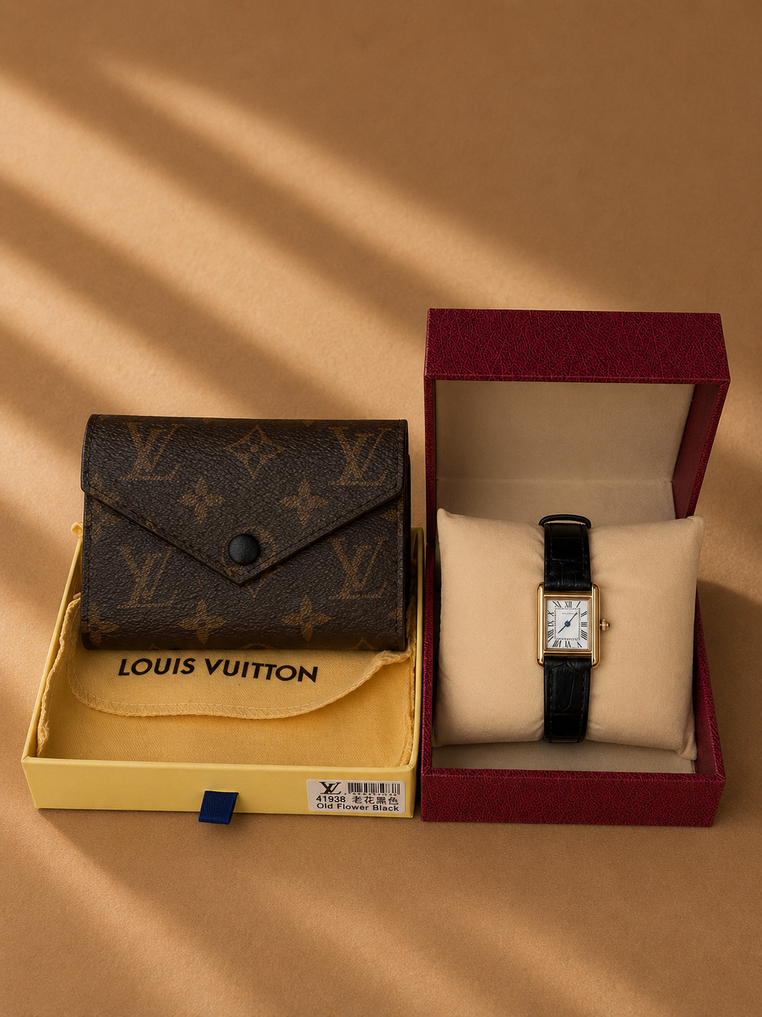 Pack Porte-monnaie LV + Montre Cartier
