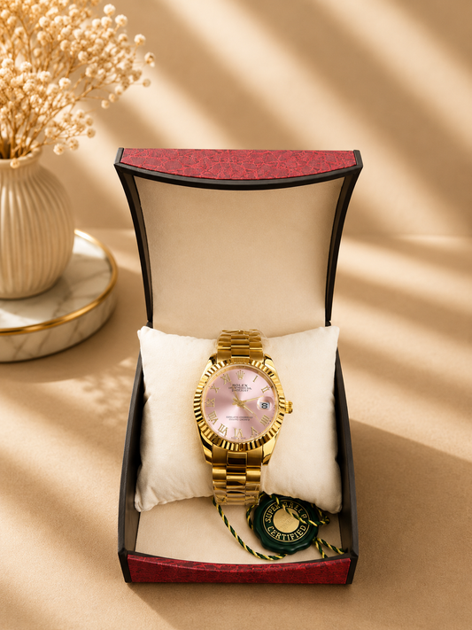 Montre Rolex Gold DATEJUST pour femme Tableau Rose