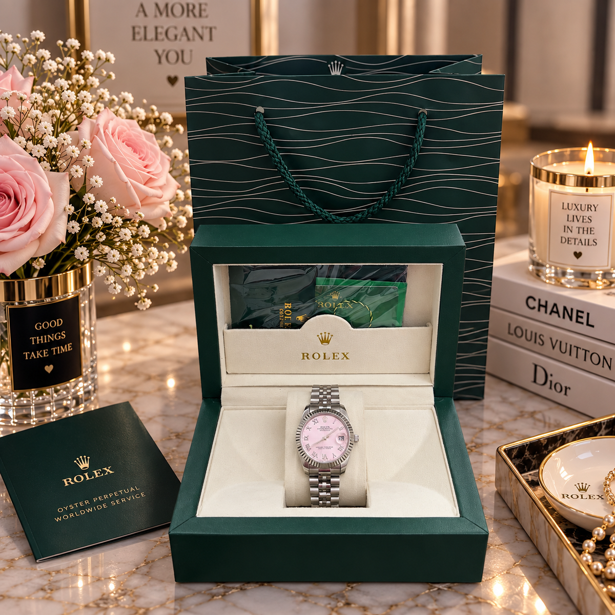 Rolex pour femme avec boîte